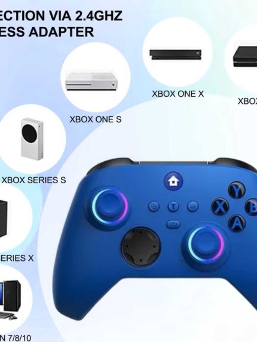 Blue Microsoft Xbox One, Xbox Series X/S, and PC Wireless Controller